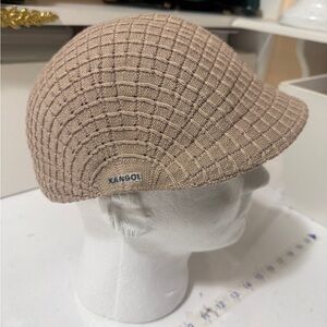 Kangol Tan Knit Ivy Cap with Subtle Check Texture